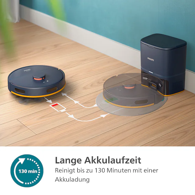 Philips Saugroboter »mit Wischfunktion XU2100/10 2000 Series, mit Teppich-Boost Funktion«, LDS-Radarnavigationssystem, HomeRun App, inkl. Entleerungsstation