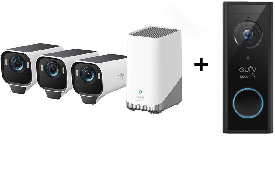 Eufy eufyCam S3 Pro Starter-Set 3+1 mit HomeBase 3 + Video Doorbell 2K