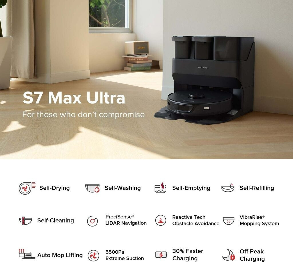Roborock S7 Max Ultra Schwarz Upgrade Pro 