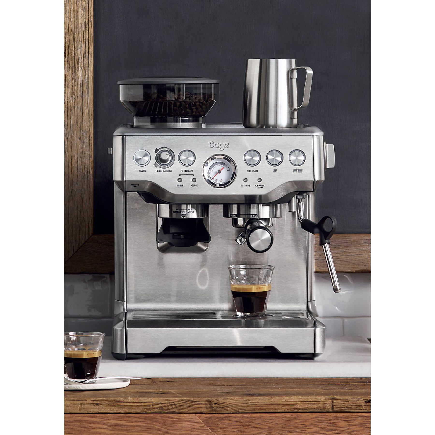 SAGE SES875BSS2EEU1A the Barista Express Espressomaschine Silber
