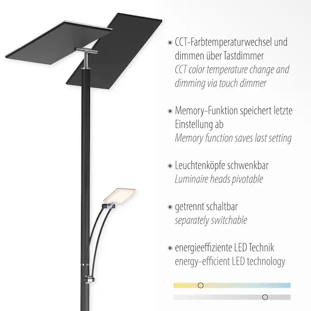 Paul Neuhaus Stehlampe »ARTUR«, 2 flammig, Leuchtmittel LED-Board-LED-Board | LED fest integriert-LED fest integriert, LED, CCT - tunable white, dimmbar über Tastdimmer, getrennt schaltbar
