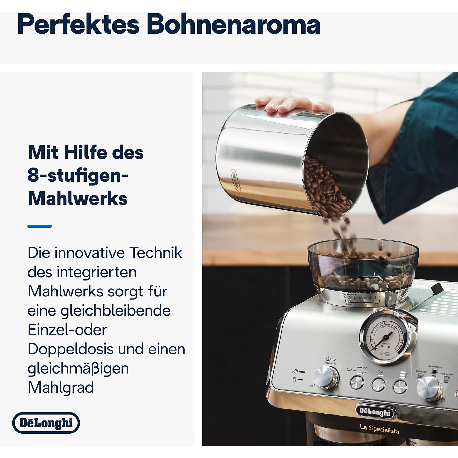  DELONGHI La Specialista Arte EC9155.MB - 8 Mahlgrade und vorprogrammierte Kaffee-Rezepte, Siebträger Espressomaschine Edelstahl/Schwarz