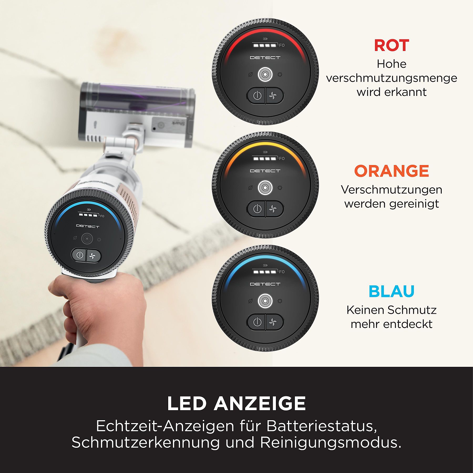 SHARK IW3612EU Detect Pro Stielsauger, Akkubetrieb, 240 Watt