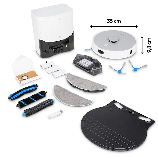 Medion® Saugroboter »mit Wischfunktion und Absaugsatation X42 SW+, 240min Laufzeit«, 8.000 Pa Saugleistung, Teppicherkennung, Lasernavigation