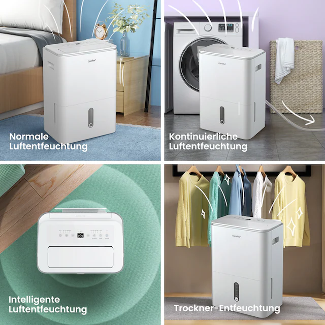 comfee Luftentfeuchter »»Easy Dry 16« geeignet für Räume mit bis zu 32 m²«, Entfeuchtung 16 l/Tag, mit Trocknermodus, App -und Sprachsteuerung