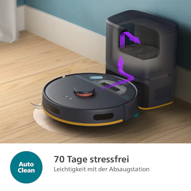 Philips Saugroboter »mit Wischfunktion XU2100/10 2000 Series, mit Teppich-Boost Funktion«, LDS-Radarnavigationssystem, HomeRun App, inkl. Entleerungsstation