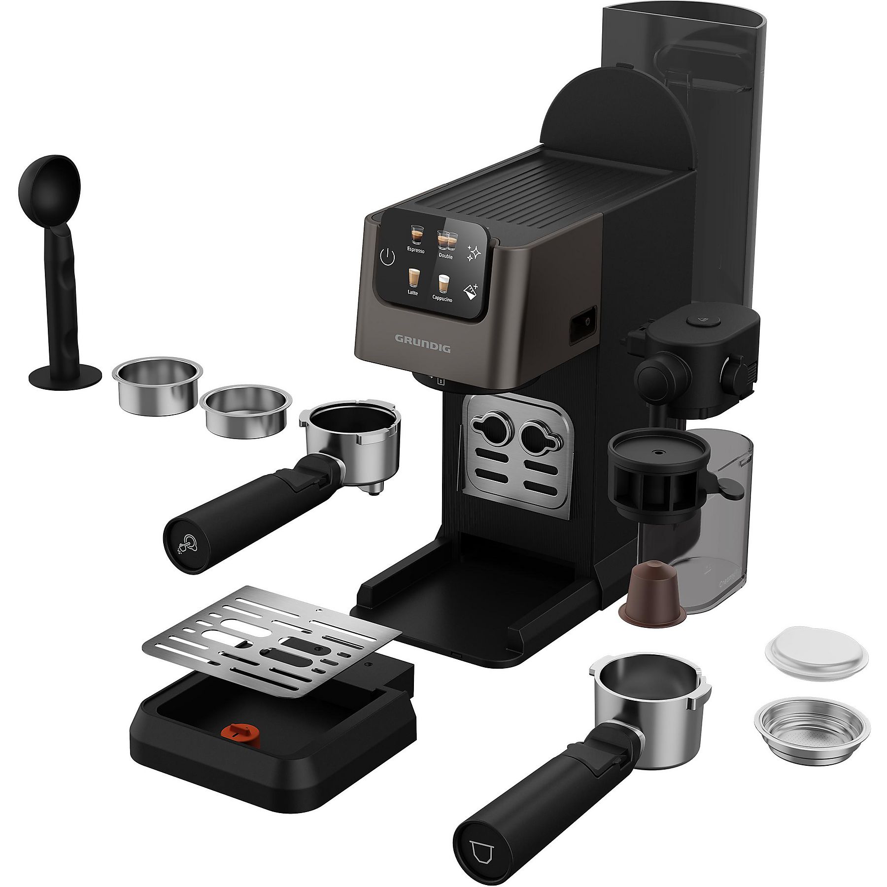 GRUNDIG KSM 6430 Espressomaschine Dark Inox/Schwarz