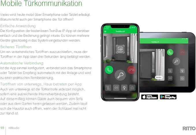 Ritto Intercom Video TwinBus IP Set 7 Zoll HD Monitor 1 Familie