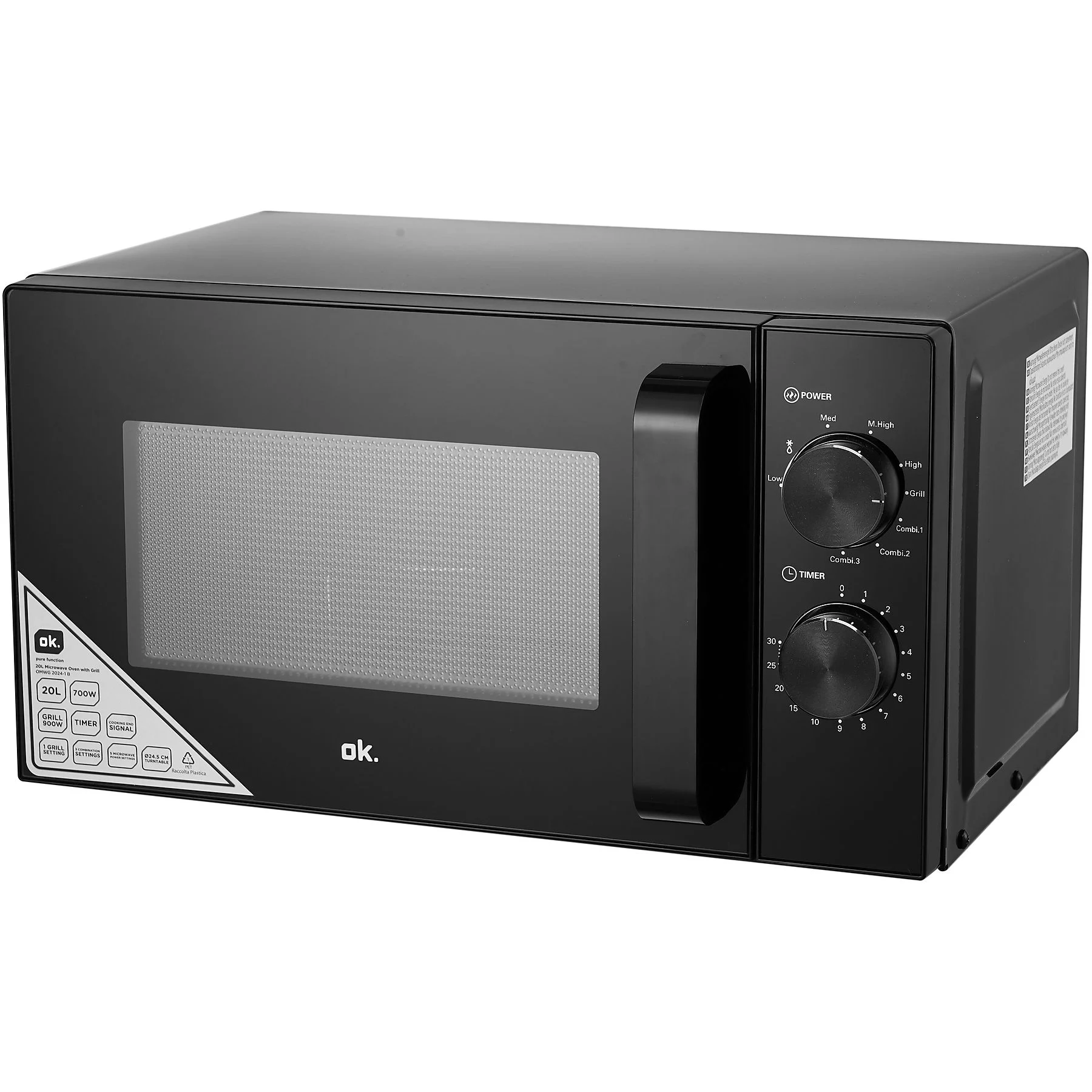 OK. OMWG 2024-1 B, Mikrowelle mit Grill (700 Watt, Grillfunktion)