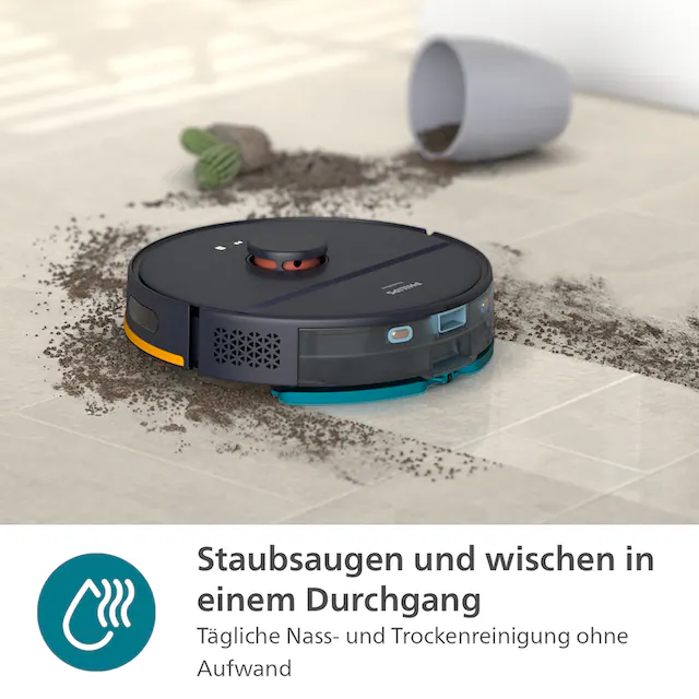 Philips Saugroboter »mit Wischfunktion XU2100/10 2000 Series, mit Teppich-Boost Funktion«, LDS-Radarnavigationssystem, HomeRun App, inkl. Entleerungsstation