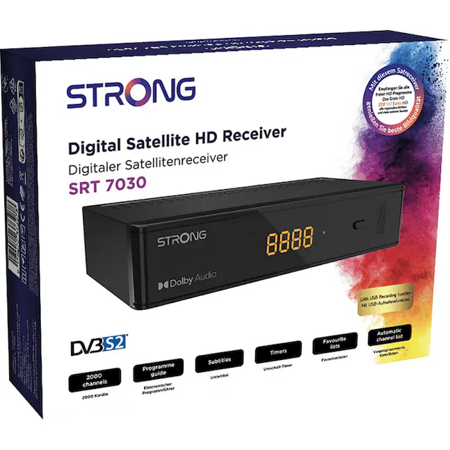 Strong Satellitenreceiver »SRT 7030«, (USB PVR Ready-Time-Shift-Automatischer Sendersuchlauf-EPG (elektronische Programmzeitschrift)-Kindersicherung)