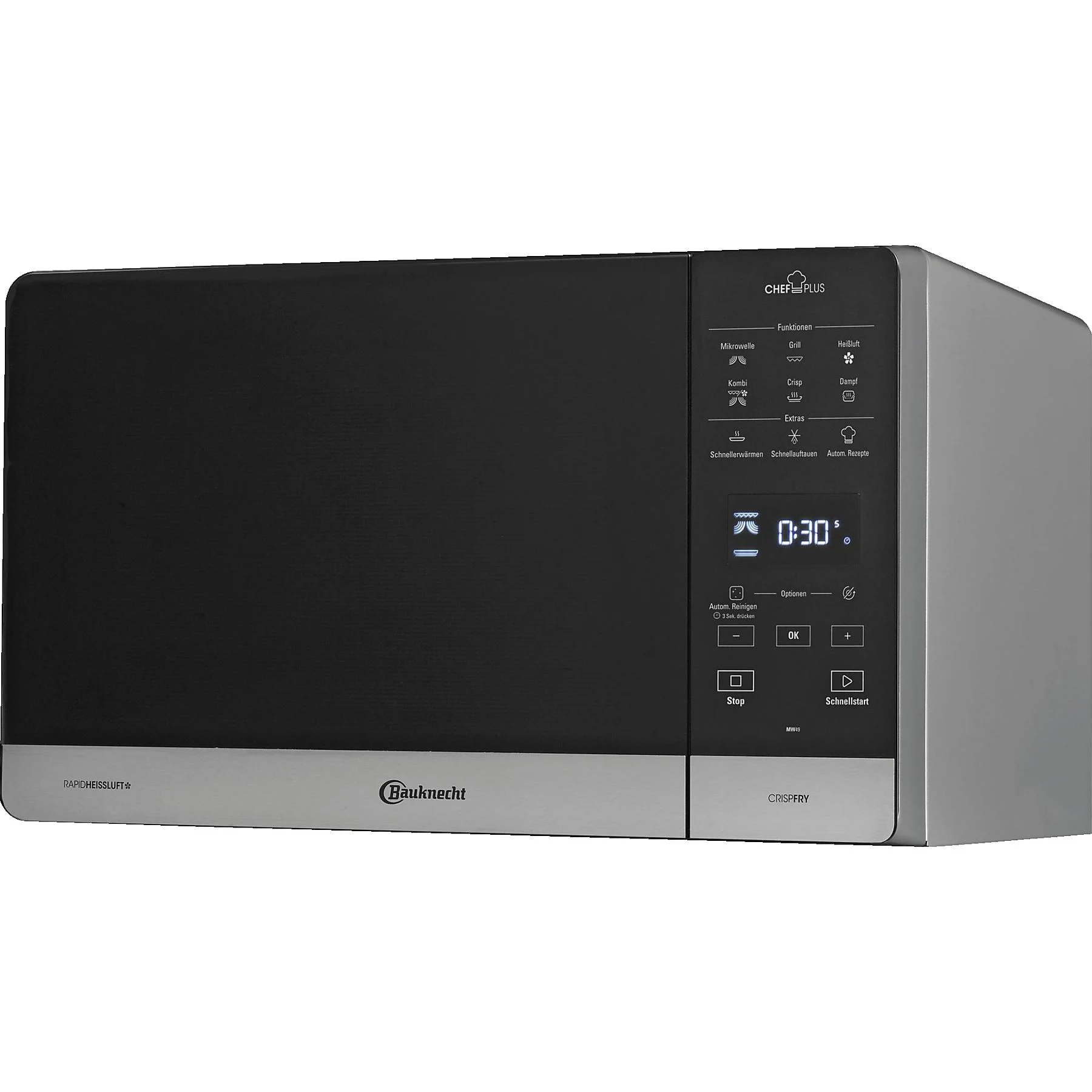 BAUKNECHT MW 49 SL, Mikrowelle (800 Watt, Grillfunktion, Heißluftfunktion & Dampffunktion)