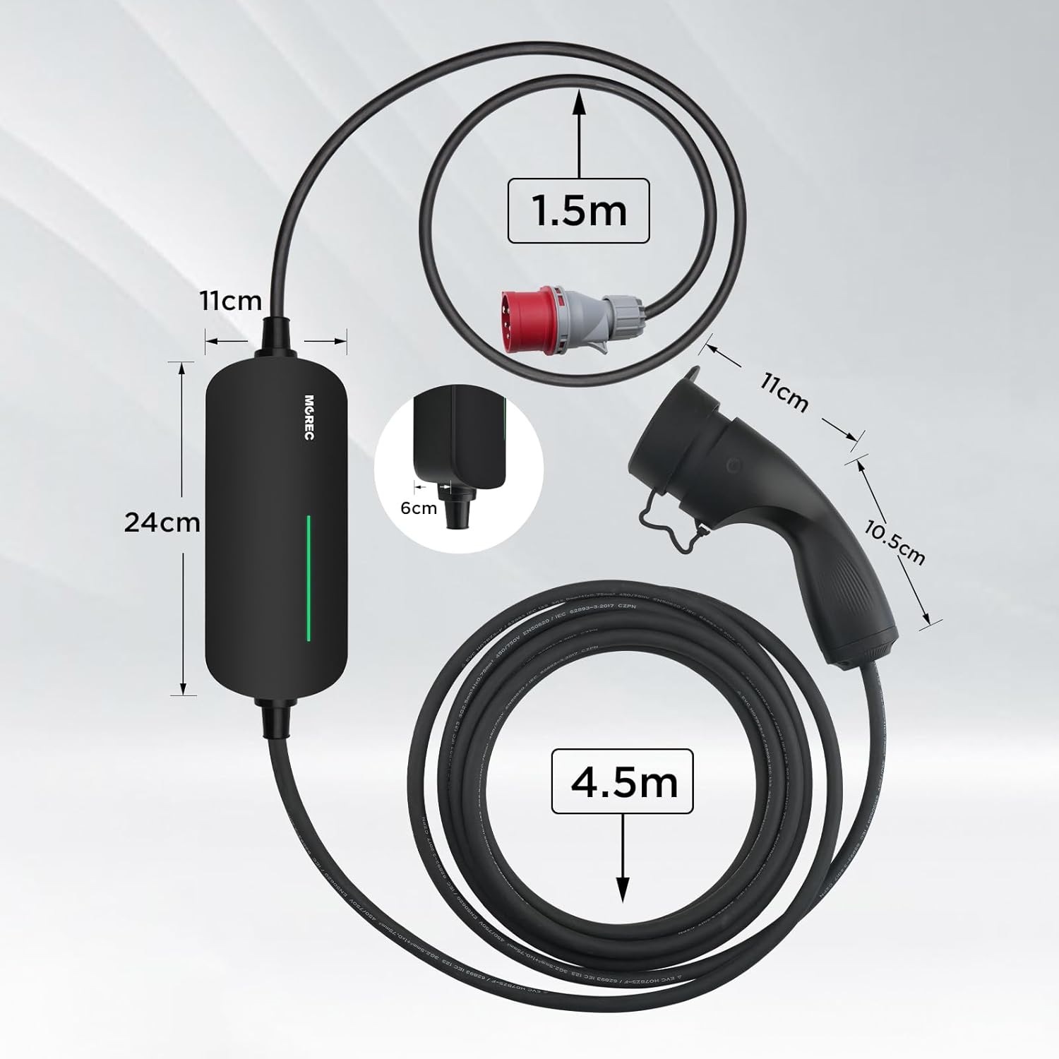 Morec Charging Cable Type 2 6-16A