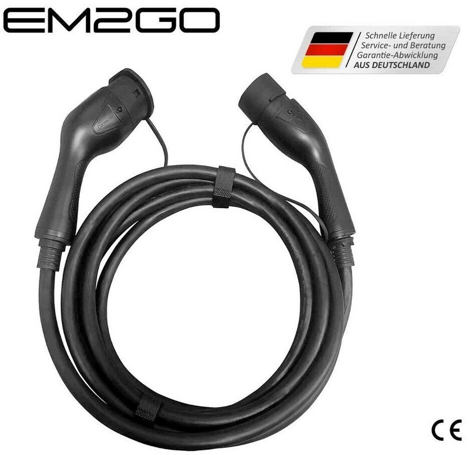 EM2GO Typ 2 EV-Verbindungskabel 16A 11kW 5m Ladekabel für Elektrofahrzeuge