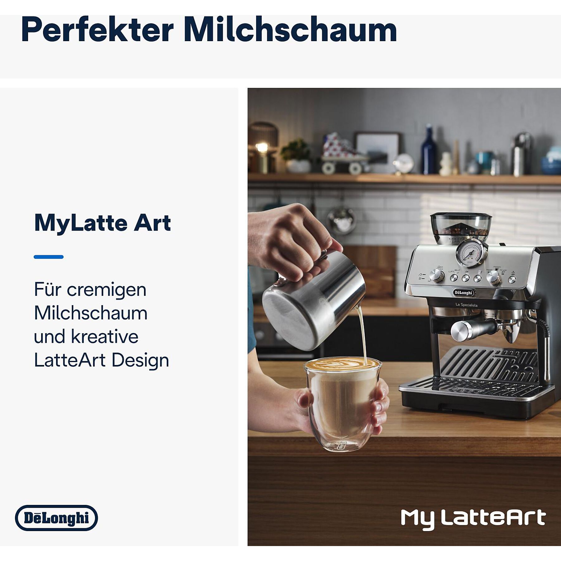  DELONGHI La Specialista Arte EC9155.MB - 8 Mahlgrade und vorprogrammierte Kaffee-Rezepte, Siebträger Espressomaschine Edelstahl/Schwarz