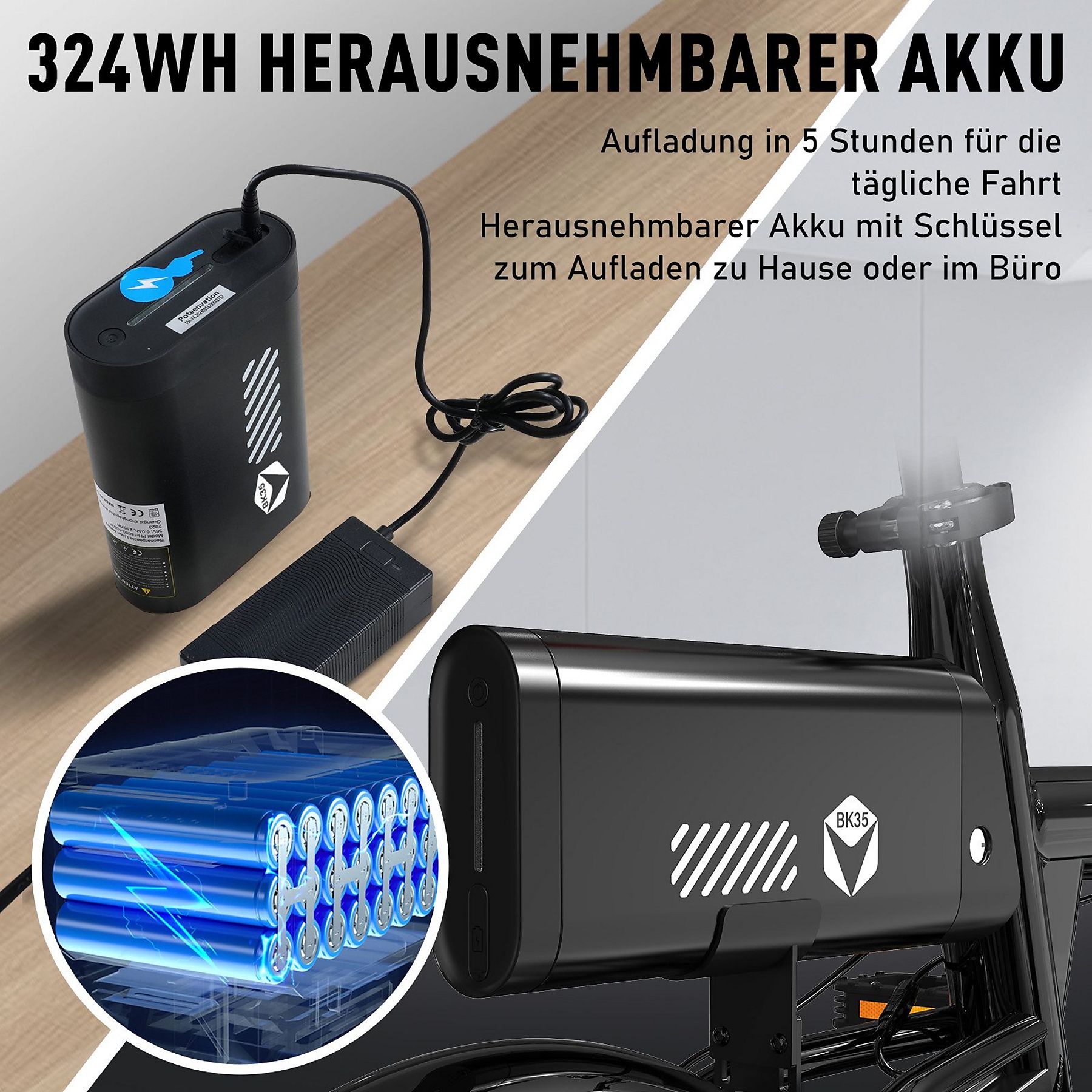 HITWAY BK35S Kompakt-/Faltrad (Laufradgröße: 16 Zoll, Unisex-Rad, 324Wh, schwarz)