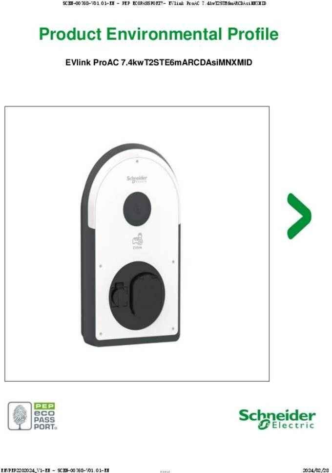Schneider Electric Pro AC Wallbox, 22kW, T2 Kabel 5m, MID, 6mA, IP55, IK10, NFC/RFID Reader, weiß (EVB3S22NC0M)