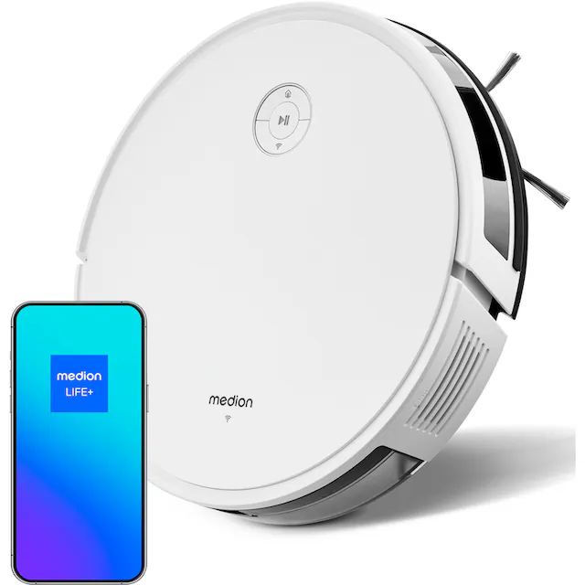 Medion® Saugroboter »S35 (MD 11899), intelligente S-Linien Navigation, 4 kPa Saugleistung«, App-Steuerung, Teppicherkennung, 120 min Laufzeit, Ladestation