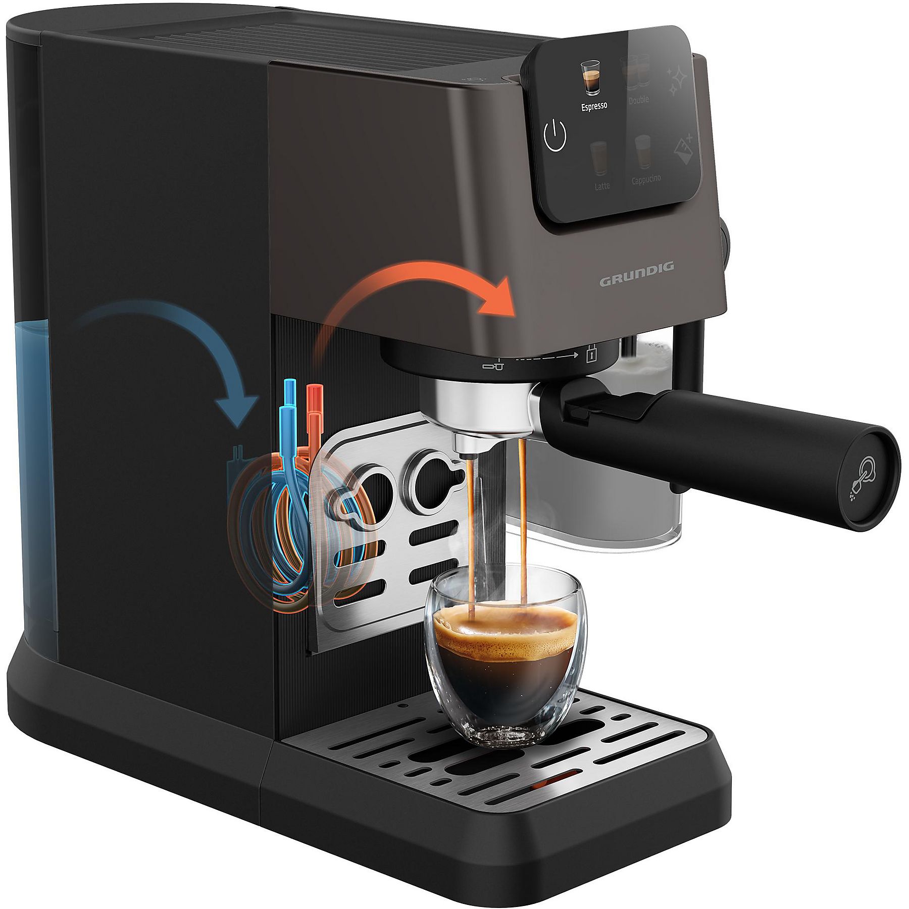GRUNDIG KSM 6430 Espressomaschine Dark Inox/Schwarz