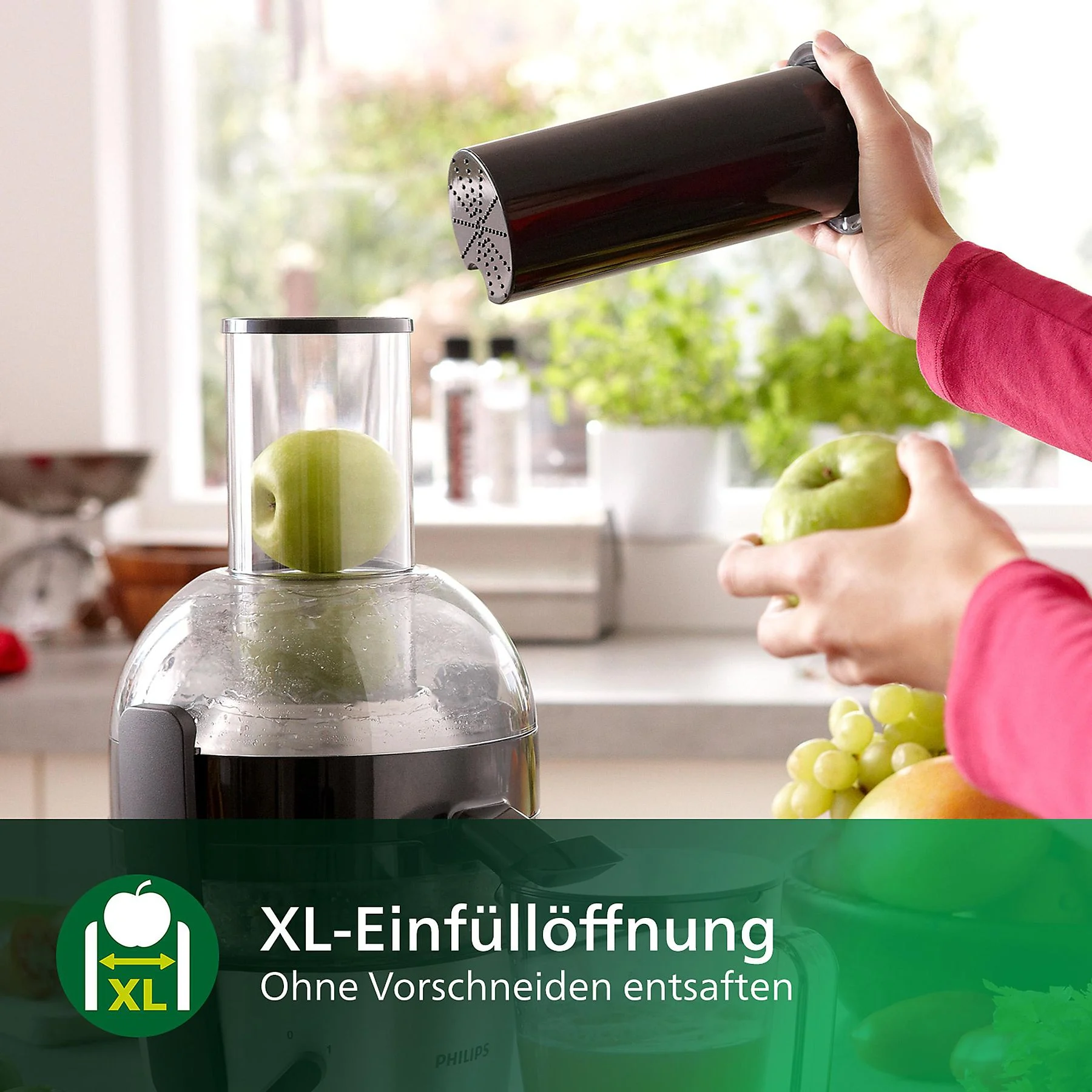 PHILIPS HR1856/70 Viva Collection 0.8L, QuickClean, XL-Einfüllöffnung, Entsafter 800 Watt, Schwarz