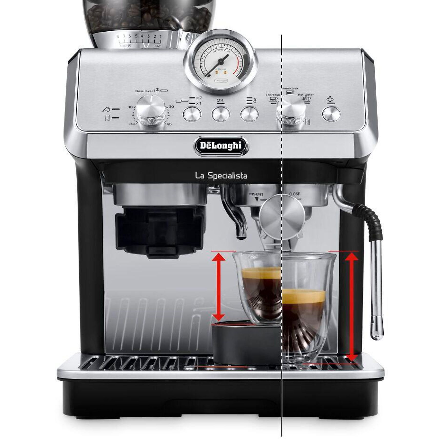  DELONGHI La Specialista Arte EC9155.MB - 8 Mahlgrade und vorprogrammierte Kaffee-Rezepte, Siebträger Espressomaschine Edelstahl/Schwarz