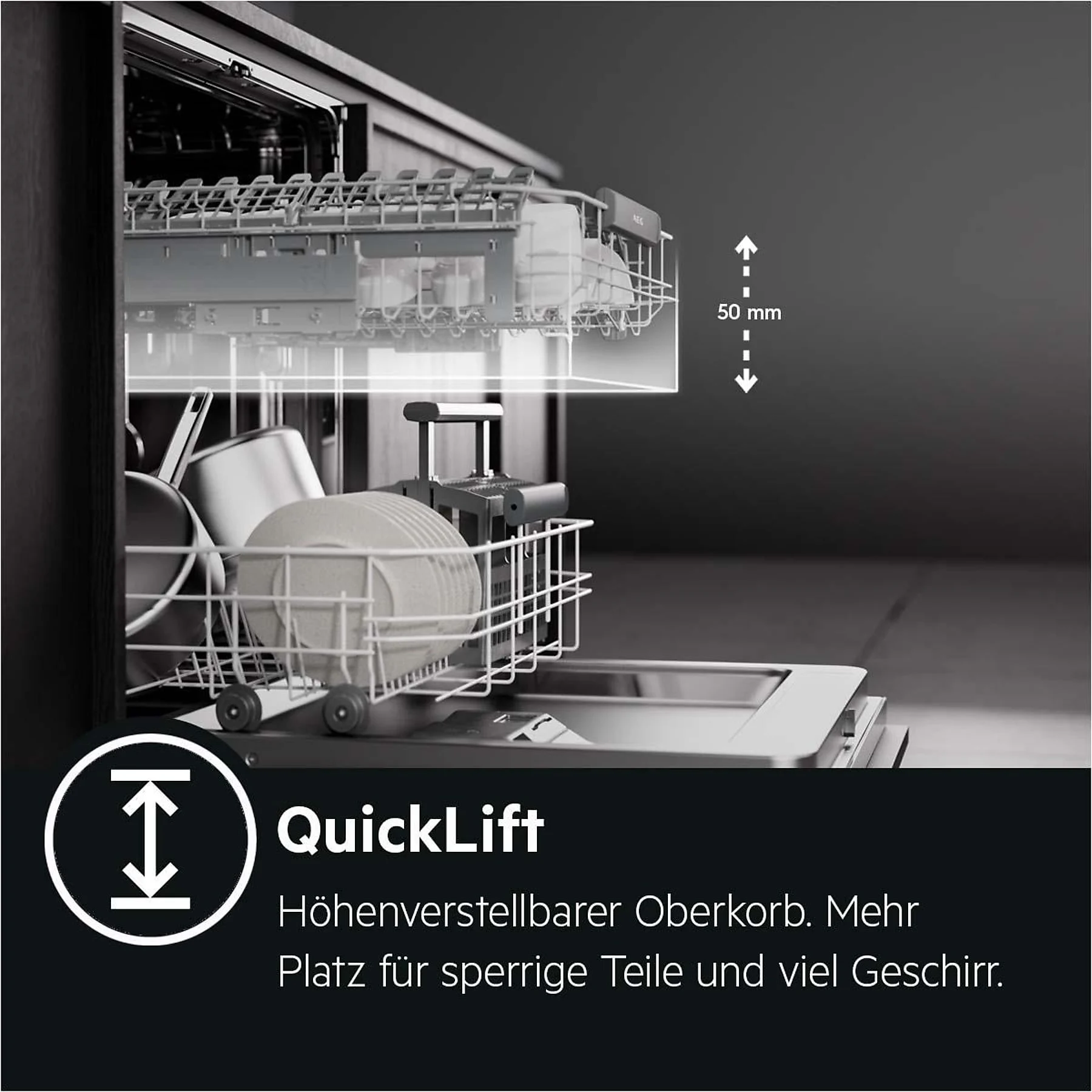 AEG FEE6491AZM Serie 6000 mit SatelliteClean® Geschirrspüler (teilintegrierbar, 596 mm breit, 44 dB (A), C)