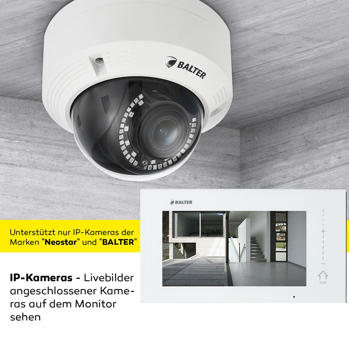 BALTER EVO-HD Video Türsprechanlage, 1 Familienhausklingel, 2 x 7 Zoll HD Monitore, Full HD Kamera