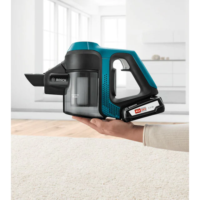 BOSCH Akku-Stielstaubsauger »Unlimited 6 BKS6111P, Hygiene-Filter, 10 Jahre Motorgarantie, leicht«, Akku wechselbar, alle Bodenarten, hohe Saugkraft, lange Laufzeit, blau