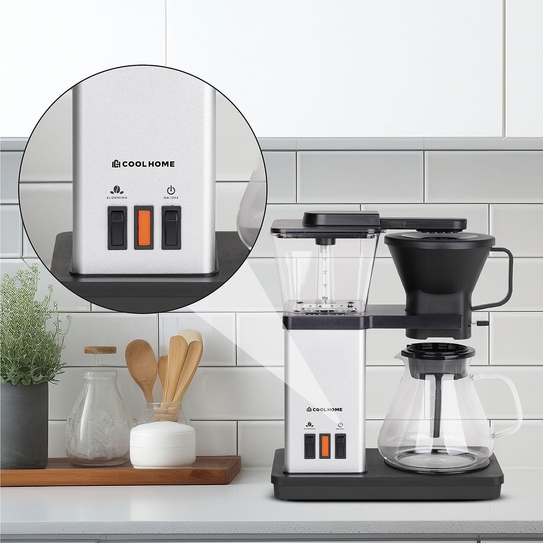 COOLHOME CoolHome MB23 Masterbrew Kaffeemaschine - Filterkaffeemaschine - Silber (Grau) Filterkaffeemaschine Grau