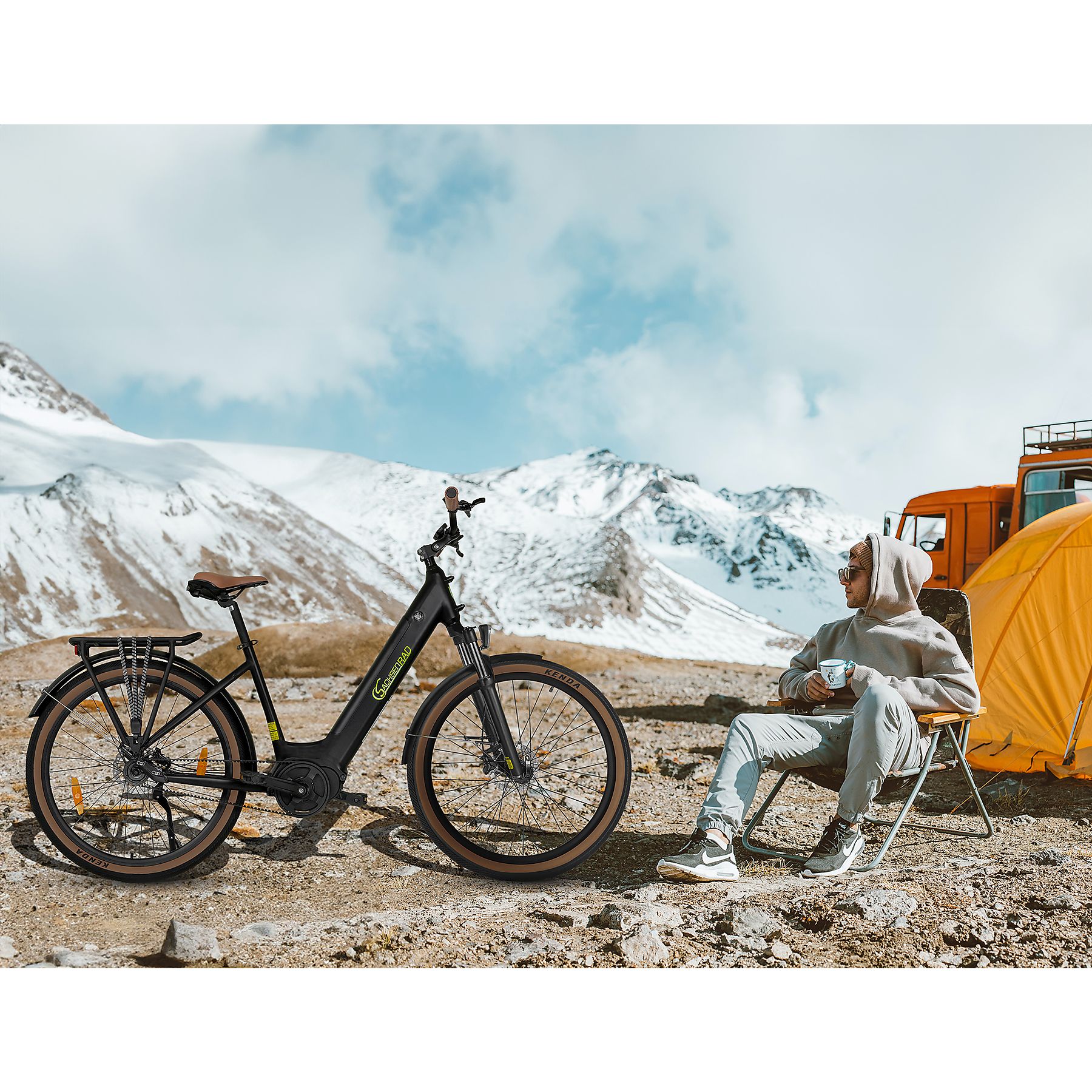 Sachsenrad E-SUV CityBike C5R 27,5 "E-Bike Electric MTB mit DiebstahlschaLerung, Gürtelantrieb, Alarm E-Bike Schwarz
