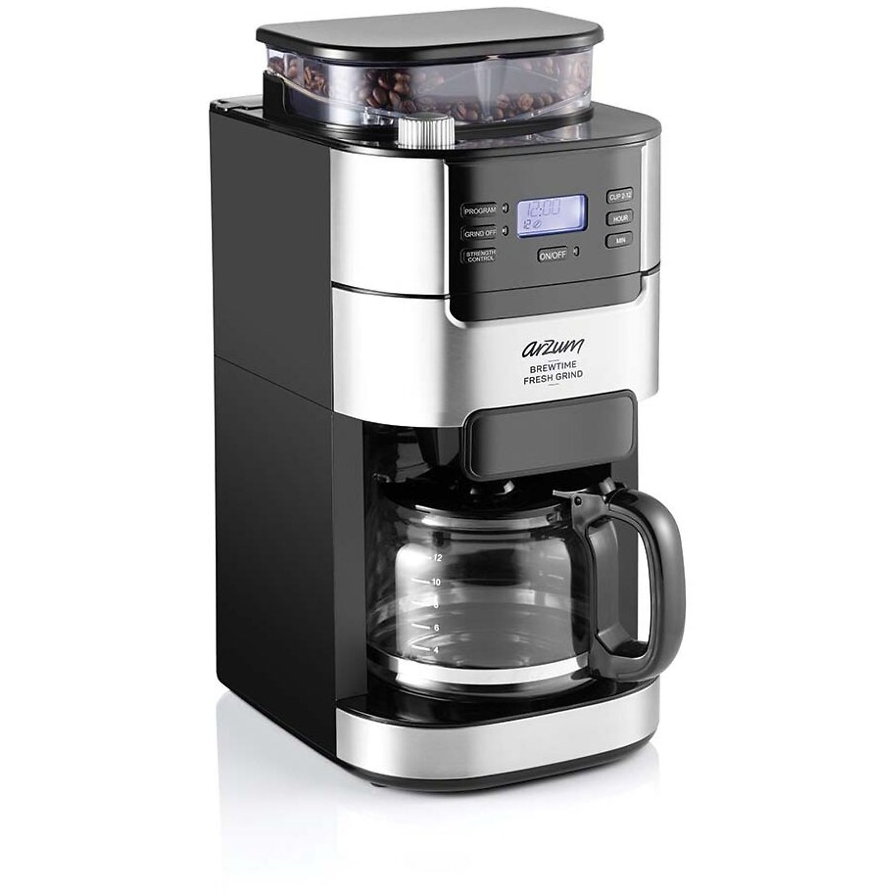 ARZUM AR3092 Brewtime Fresh Grind Kaffeemaschine Schwarz-Silber
