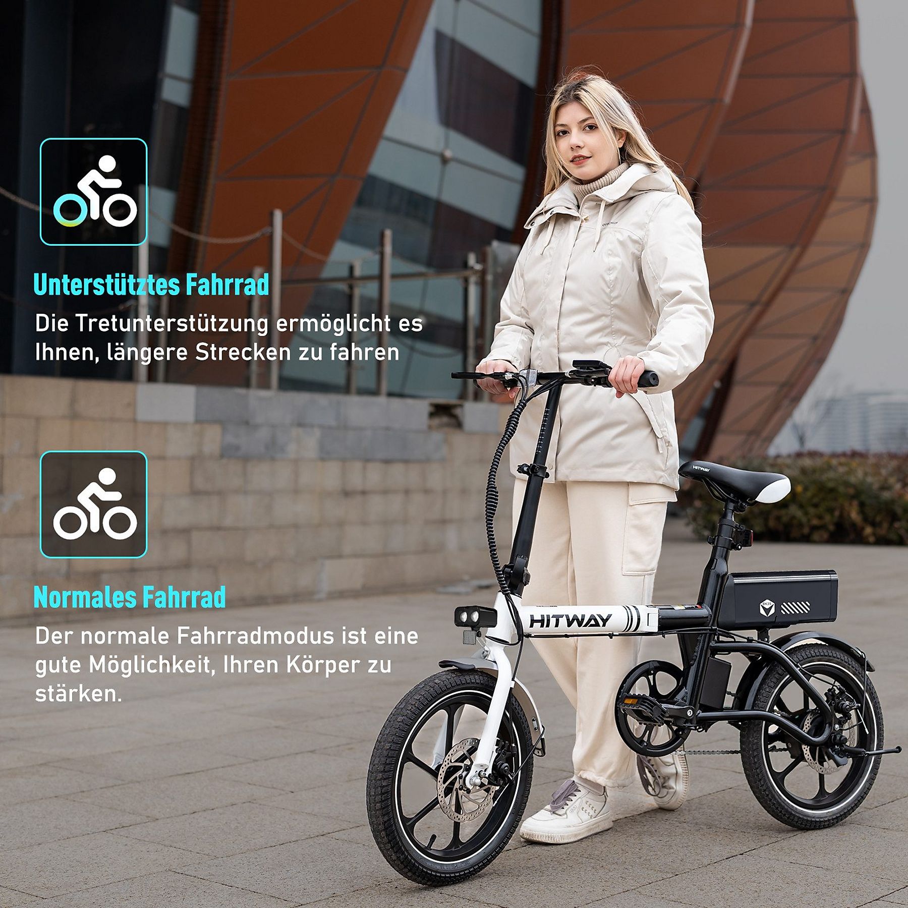 HITWAY BK35S Kompakt-/Faltrad (Laufradgröße: 16 Zoll, Unisex-Rad, 324Wh, schwarz)