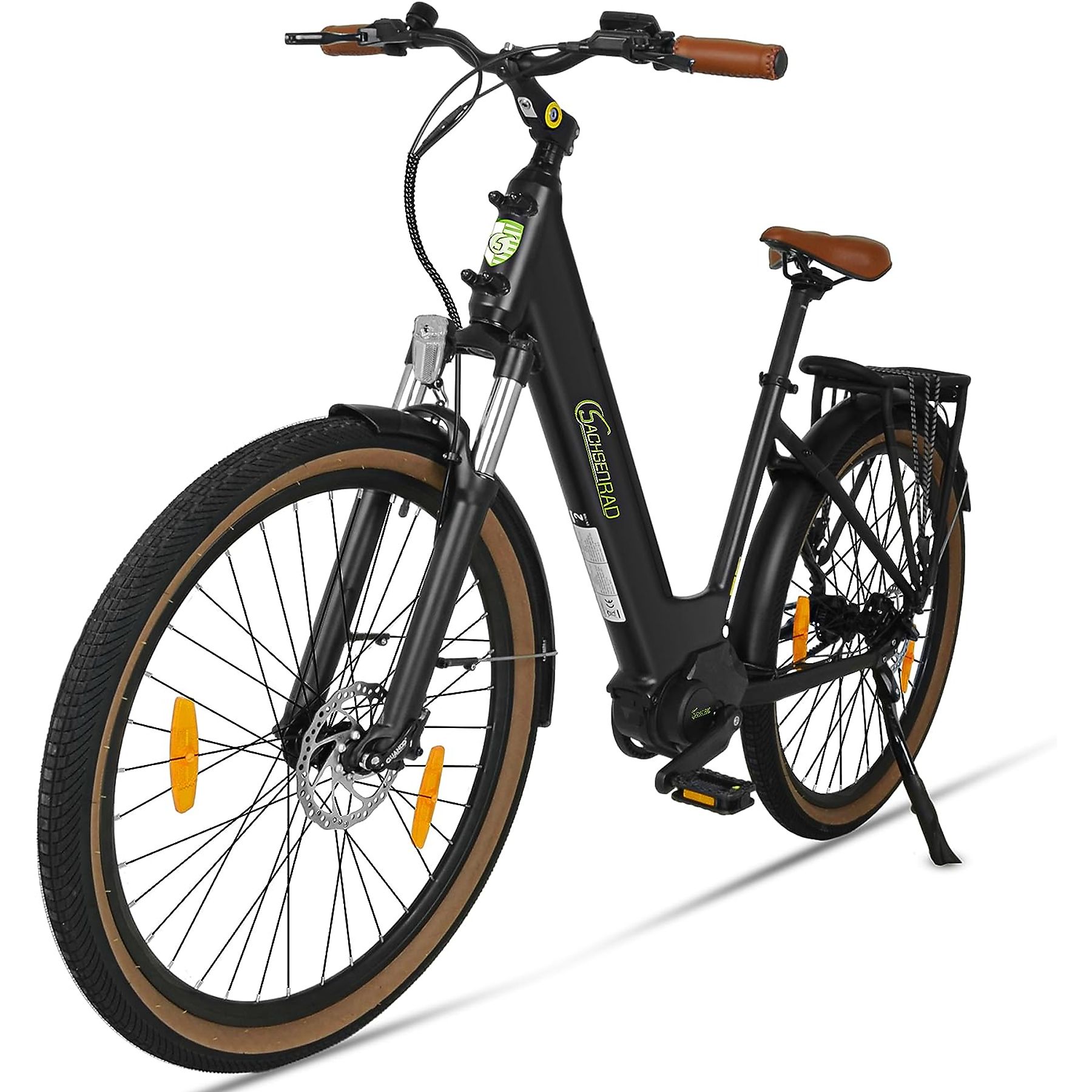Sachsenrad E-SUV CityBike C5R 27,5 "E-Bike Electric MTB mit DiebstahlschaLerung, Gürtelantrieb, Alarm E-Bike Schwarz