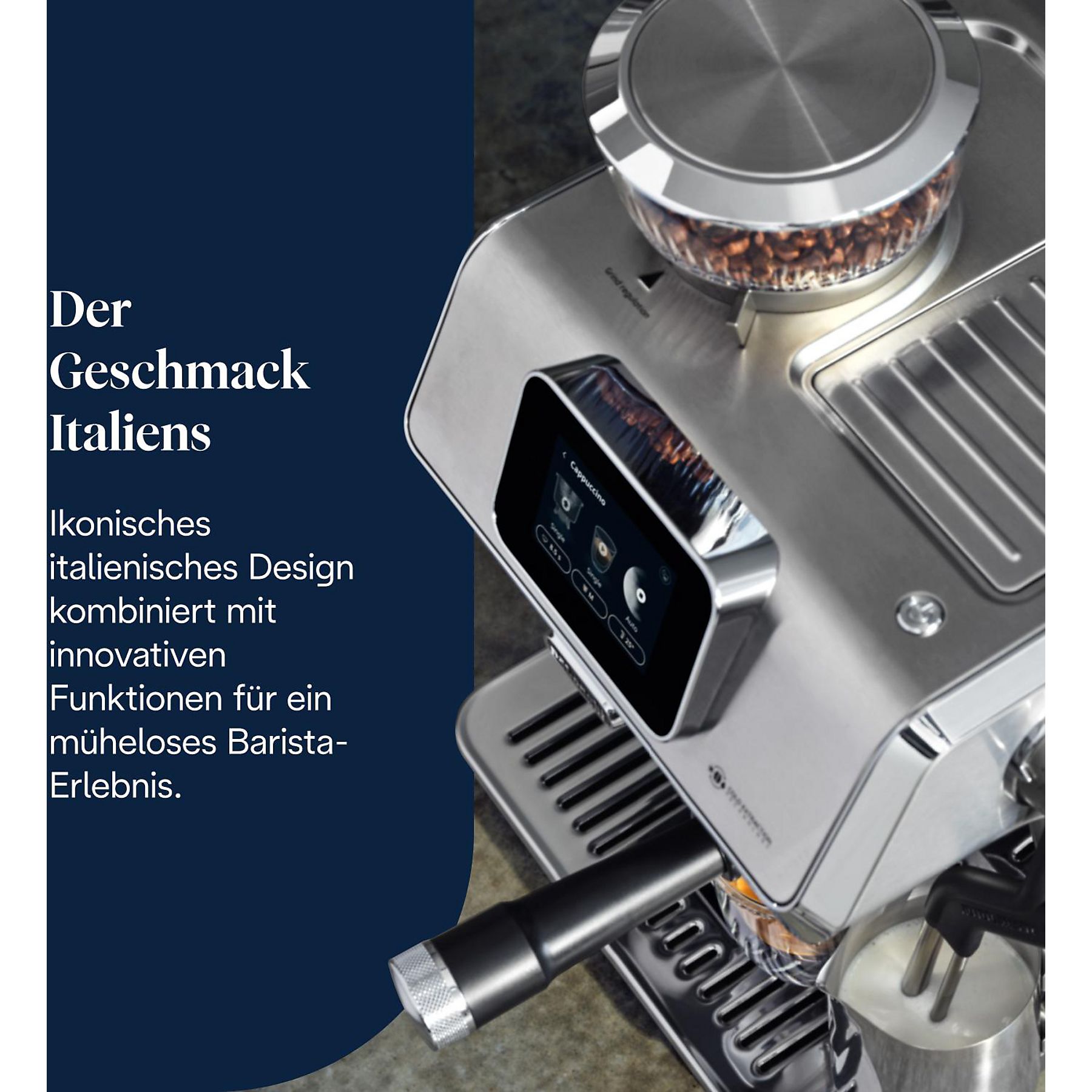 DELONGHI La Specialista Touch EC9455.M - Steuerung per Touchscreen, 8 voreingestellte Kaffee-Rezepte, Cold Brew, Espressomaschine Edelstahl/Schwarz