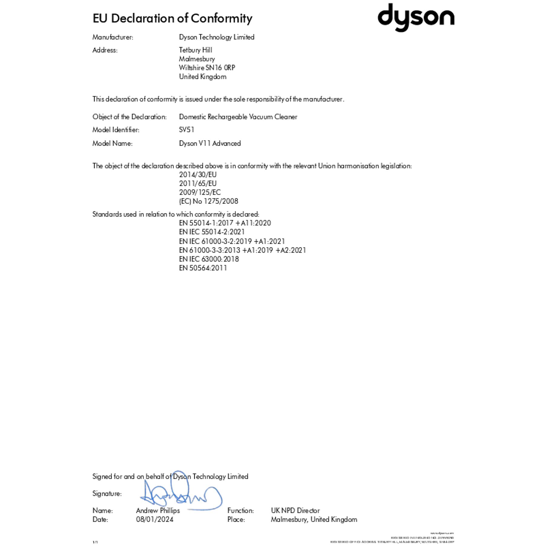 DYSON Dyson V11 Advanced Stielsauger, Akkubetrieb, 545 Watt