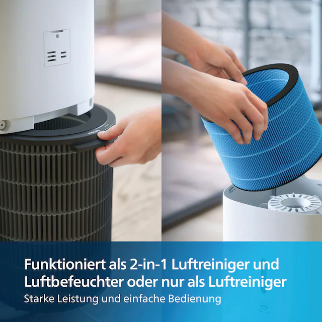 Philips Kombigerät Luftbefeuchter und -reiniger »AC3737/10 3000 Series«, für 131 m² Räume, mit 505 m³/h CADR und 650 ml/h Befeuchtungsrate, WLAN, Air+ App