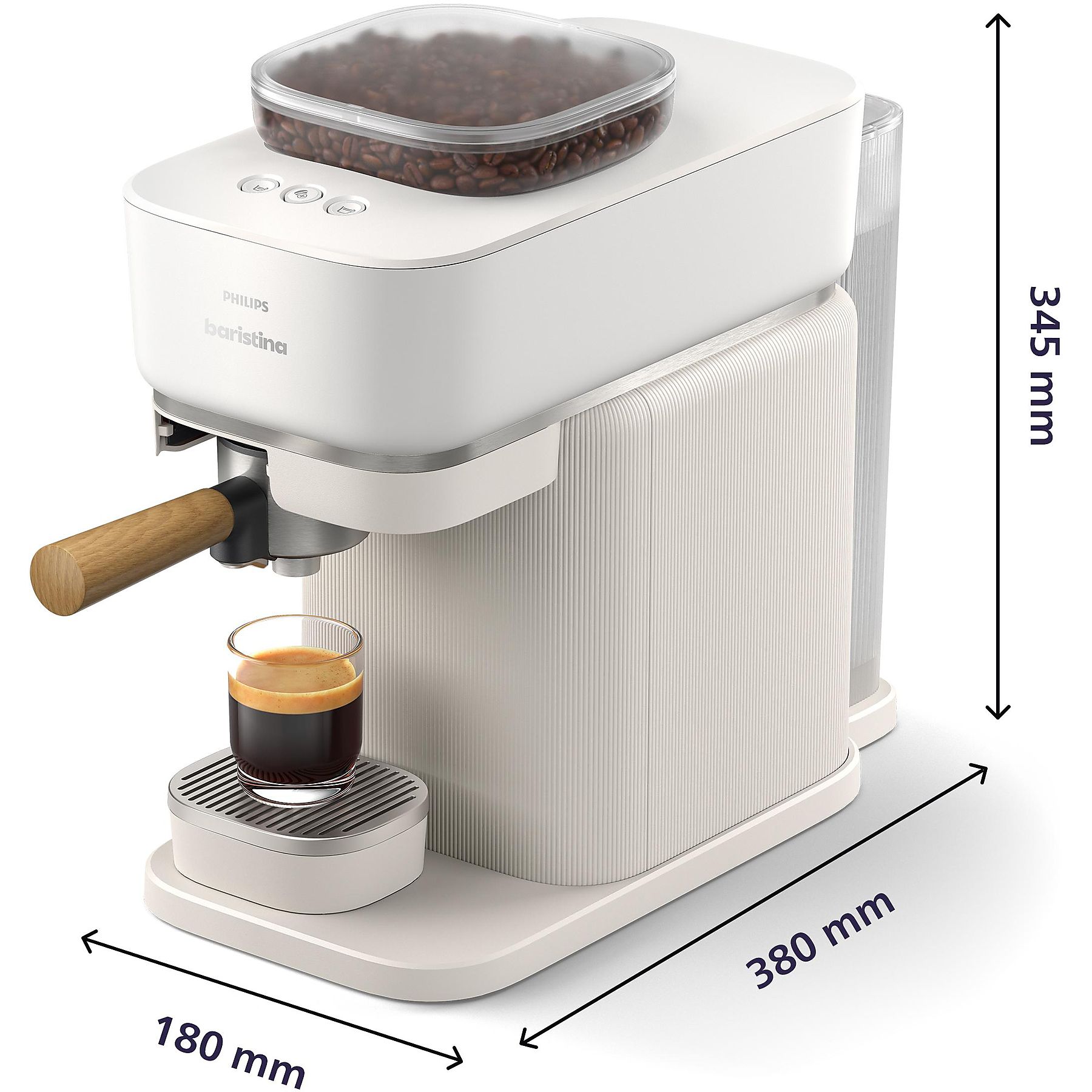 PHILIPS BAR302/20 Baristina Espressomaschine Weiss/Eschenholz
