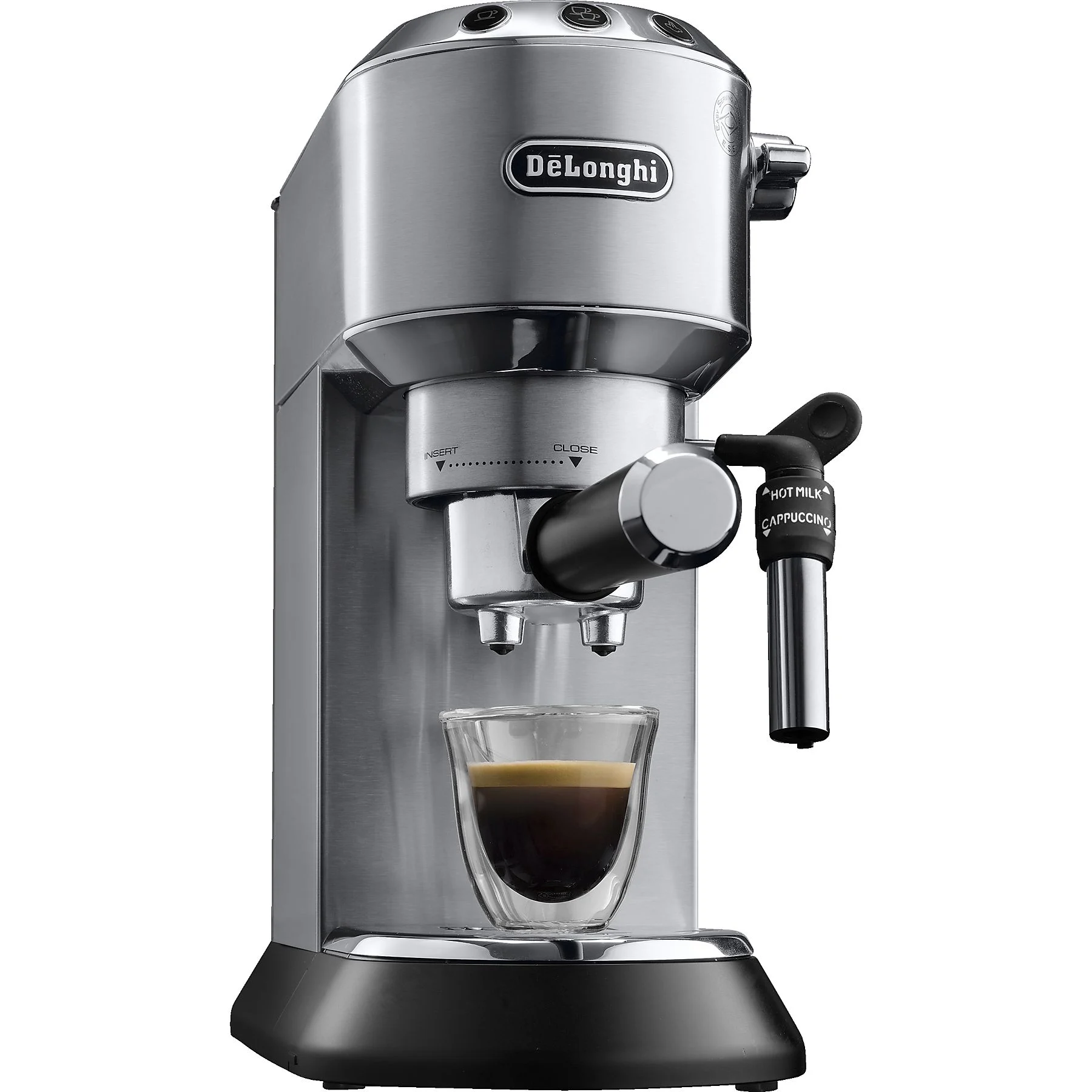 DELONGHI Dedica Style EC685.M - Professionelle Milchaufschäumung und schmales Design, Siebträger Espressomaschine Silber Matt