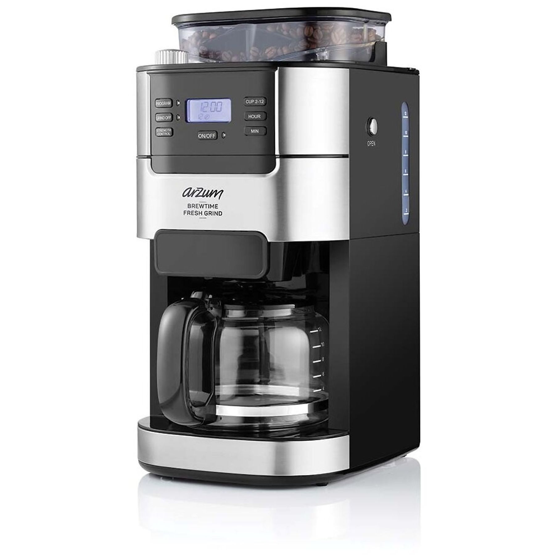 ARZUM AR3092 Brewtime Fresh Grind Kaffeemaschine Schwarz-Silber