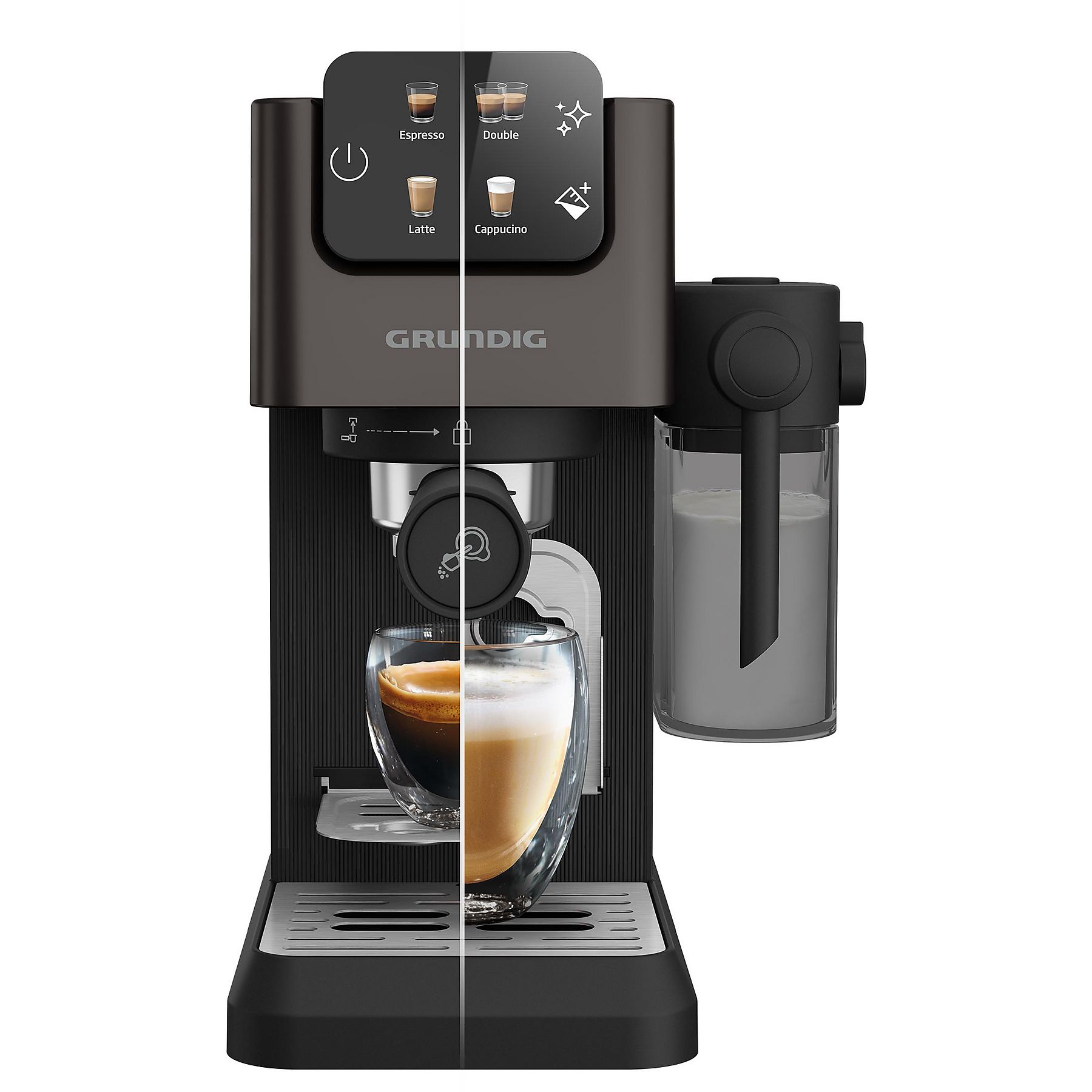 GRUNDIG KSM 6430 Espressomaschine Dark Inox/Schwarz