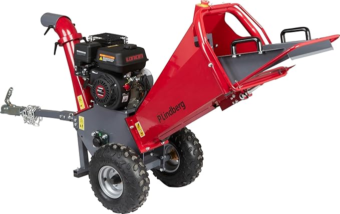 Petrol Wood Shredder Garden Shredder 5.6 HP for Branches and Wood up to 100 mm with Ball Head Coupling for Quad and Lawn Tractor