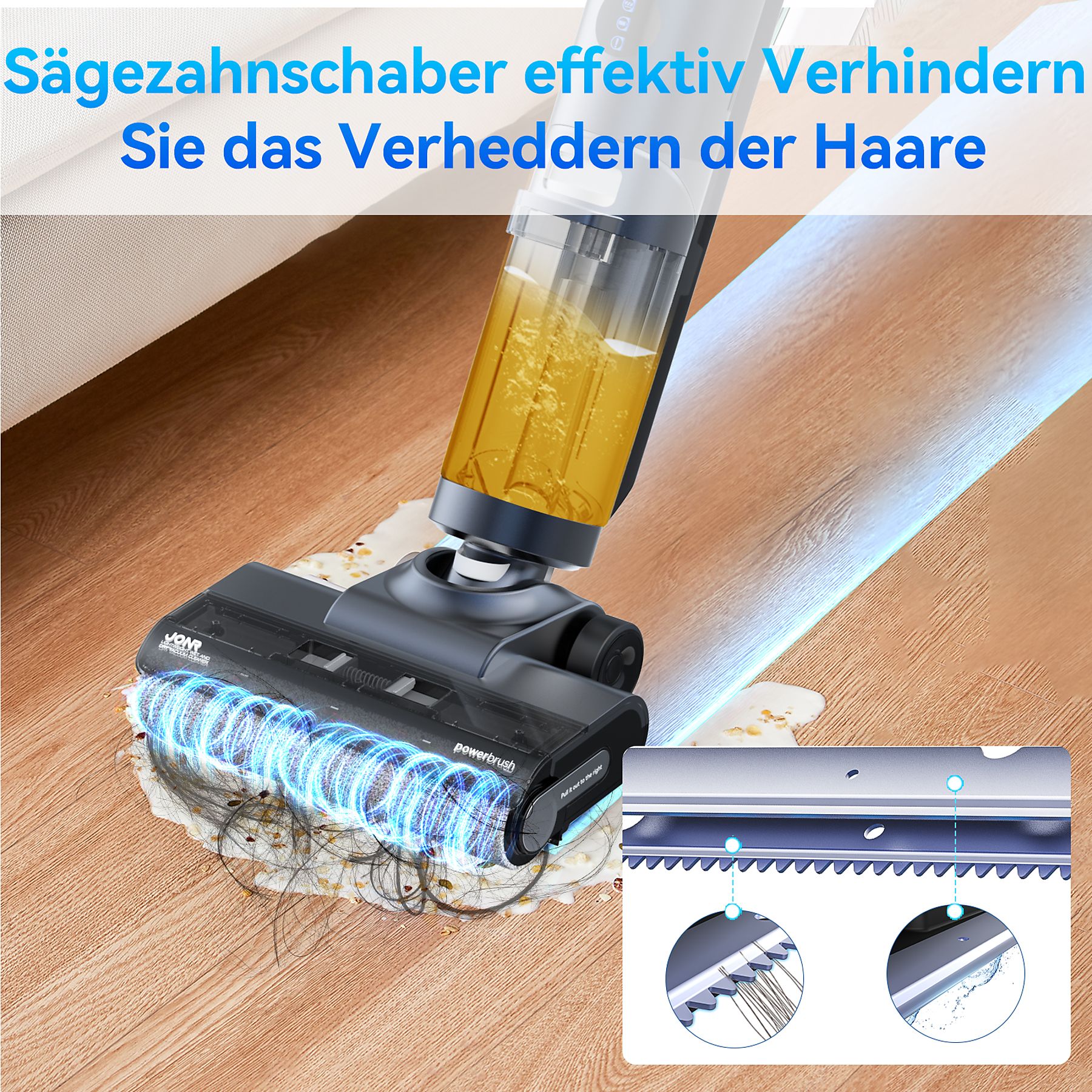 JONR ED12 Pro Nass Trockensauger,Kantenreinigung,9kPa Nass Trockensauger, Blau