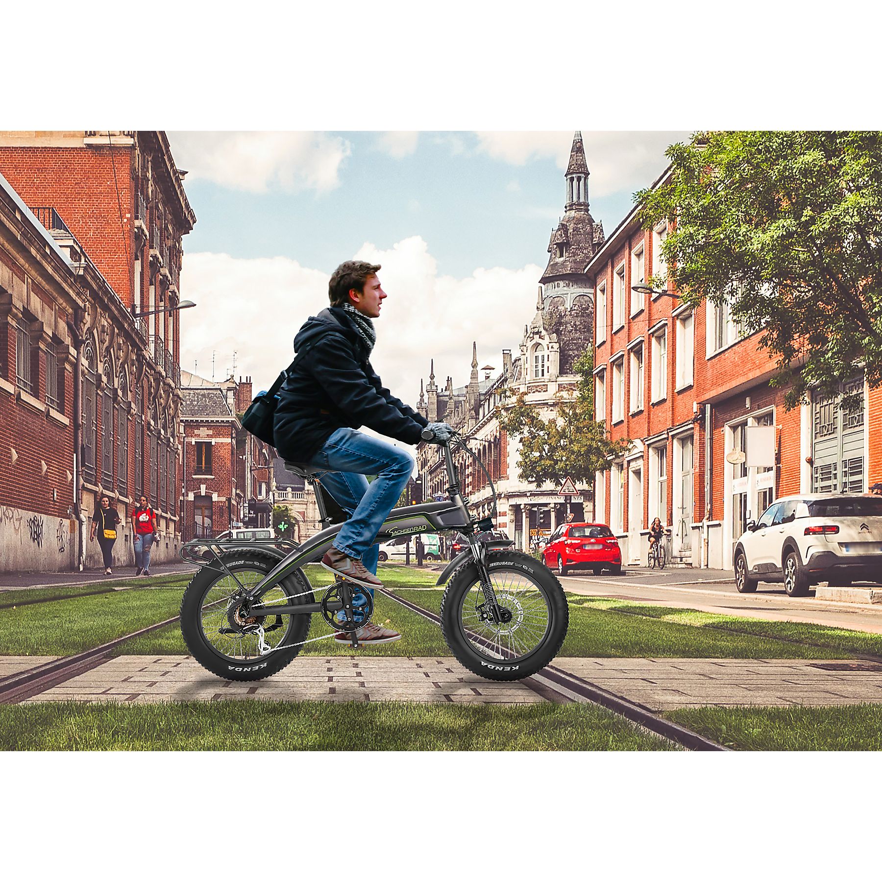 Sachsenrad E-Faltbike F6 Safari 20 "Fatbike Stvzo, 85nm Bafang Motor, interner Kabelelhrung E-Bike Grau