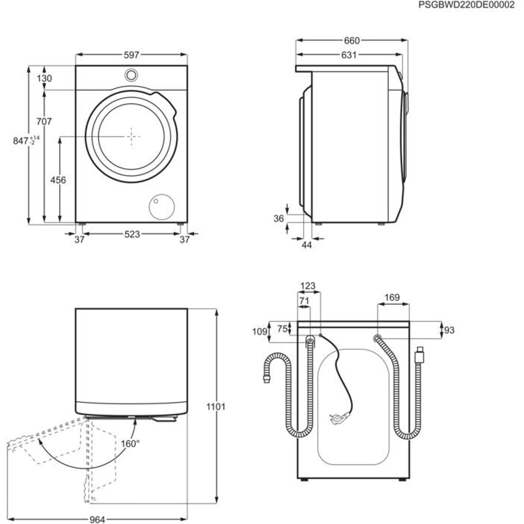 AEG LWR7G60690 Serie 7000 ProSteam® mit Dampfprogramm Waschtrockner (9 kg / 5 kg, 1600 U/Min.)