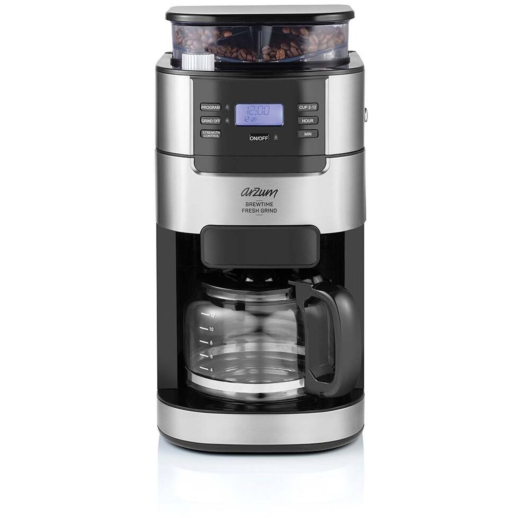 ARZUM AR3092 Brewtime Fresh Grind Kaffeemaschine Schwarz-Silber