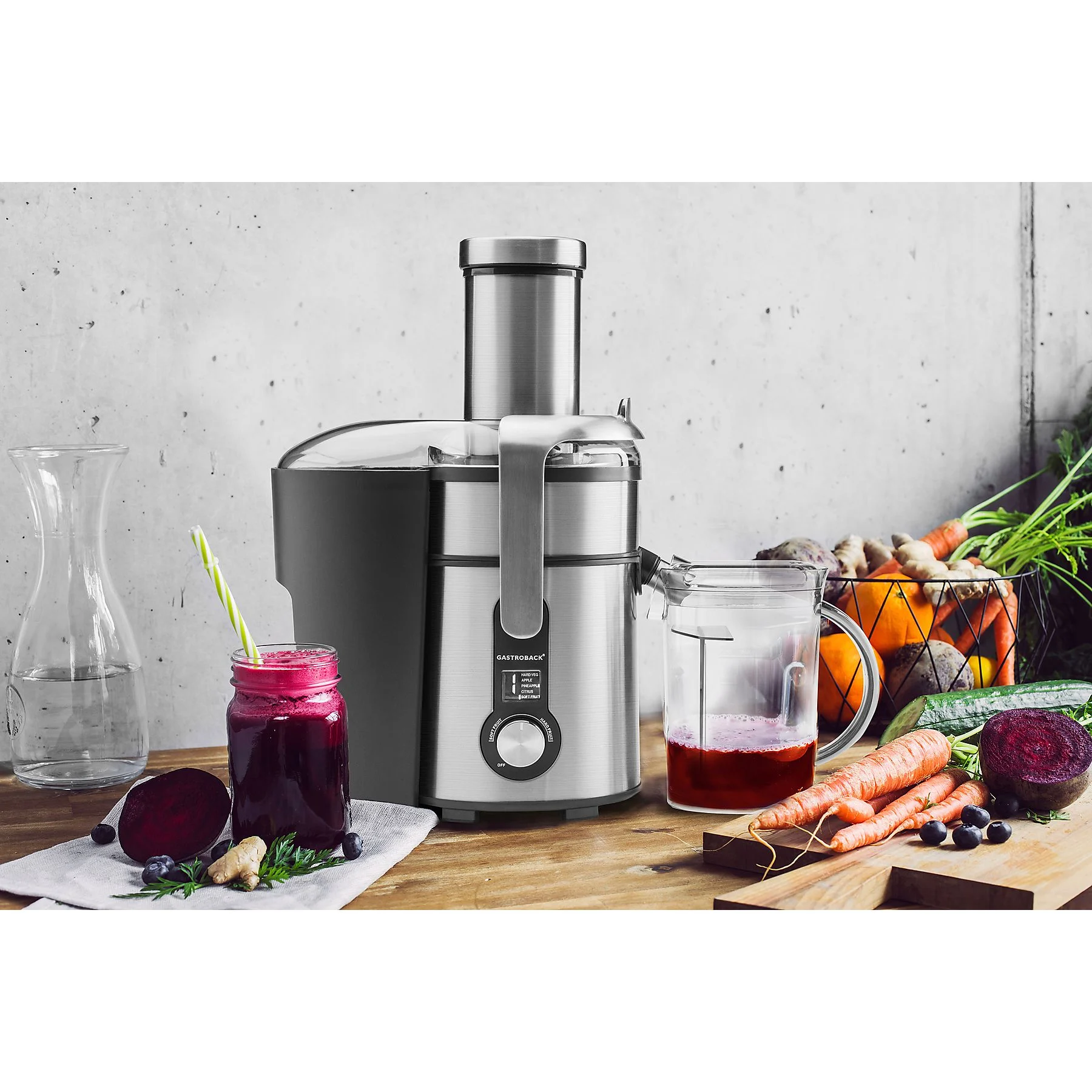 GASTROBACK 40151 Design Multi Juicer Digital Entsafter 1300 Watt, Edelstahl/Schwarz