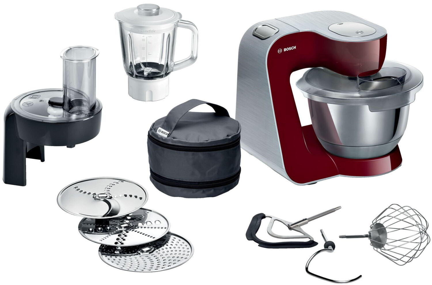Bosch MUM5 1000 W Edelstahl gebürstet MUM58CR60 rot