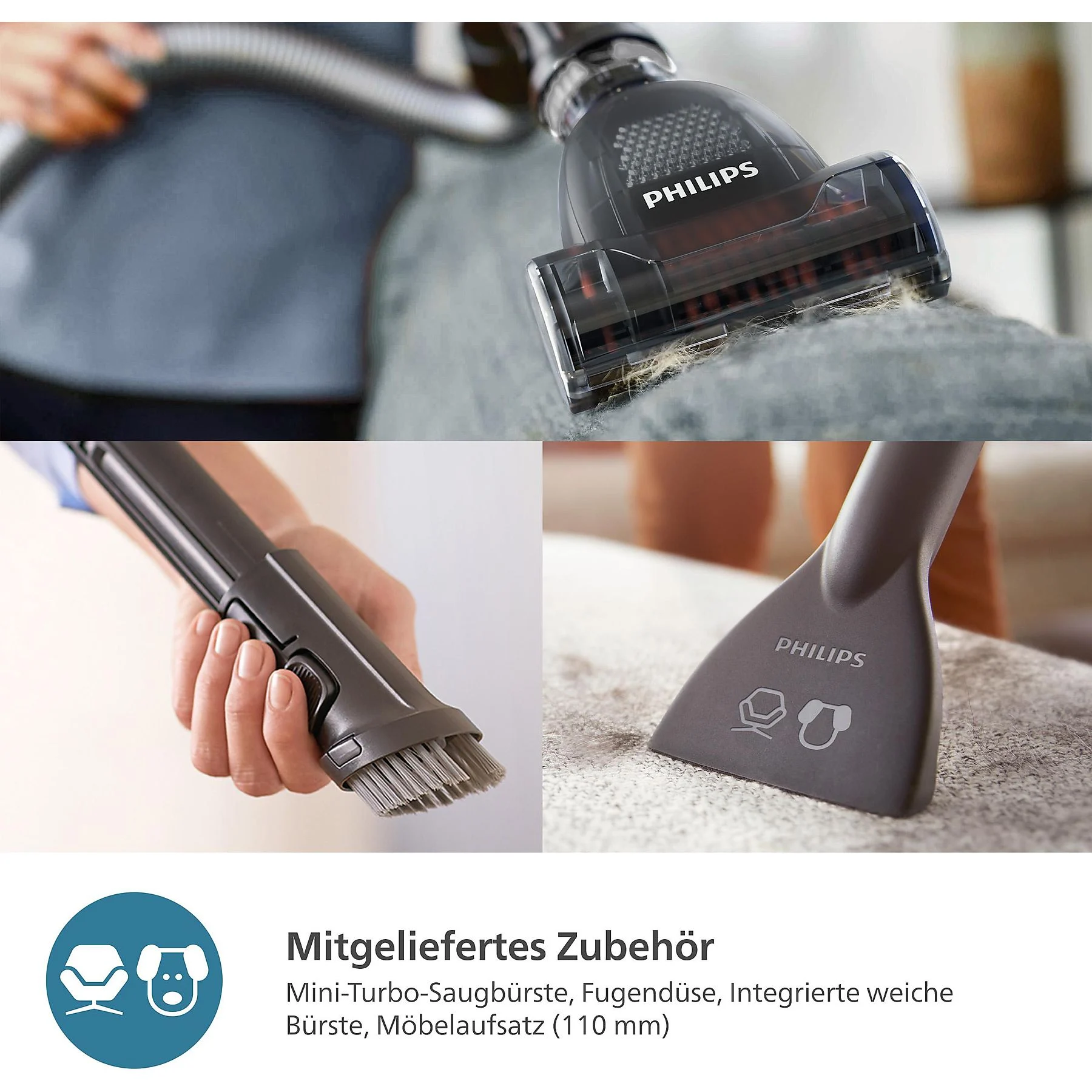 PHILIPS XD6142/12 6000 Series mit Beutel, Staubsauger, maximale Leistung: 900 Watt