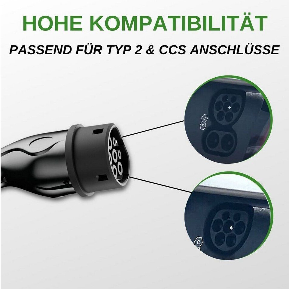 EM2GO Typ 2 EV-Verbindungskabel 16A 11kW 5m Ladekabel für Elektrofahrzeuge