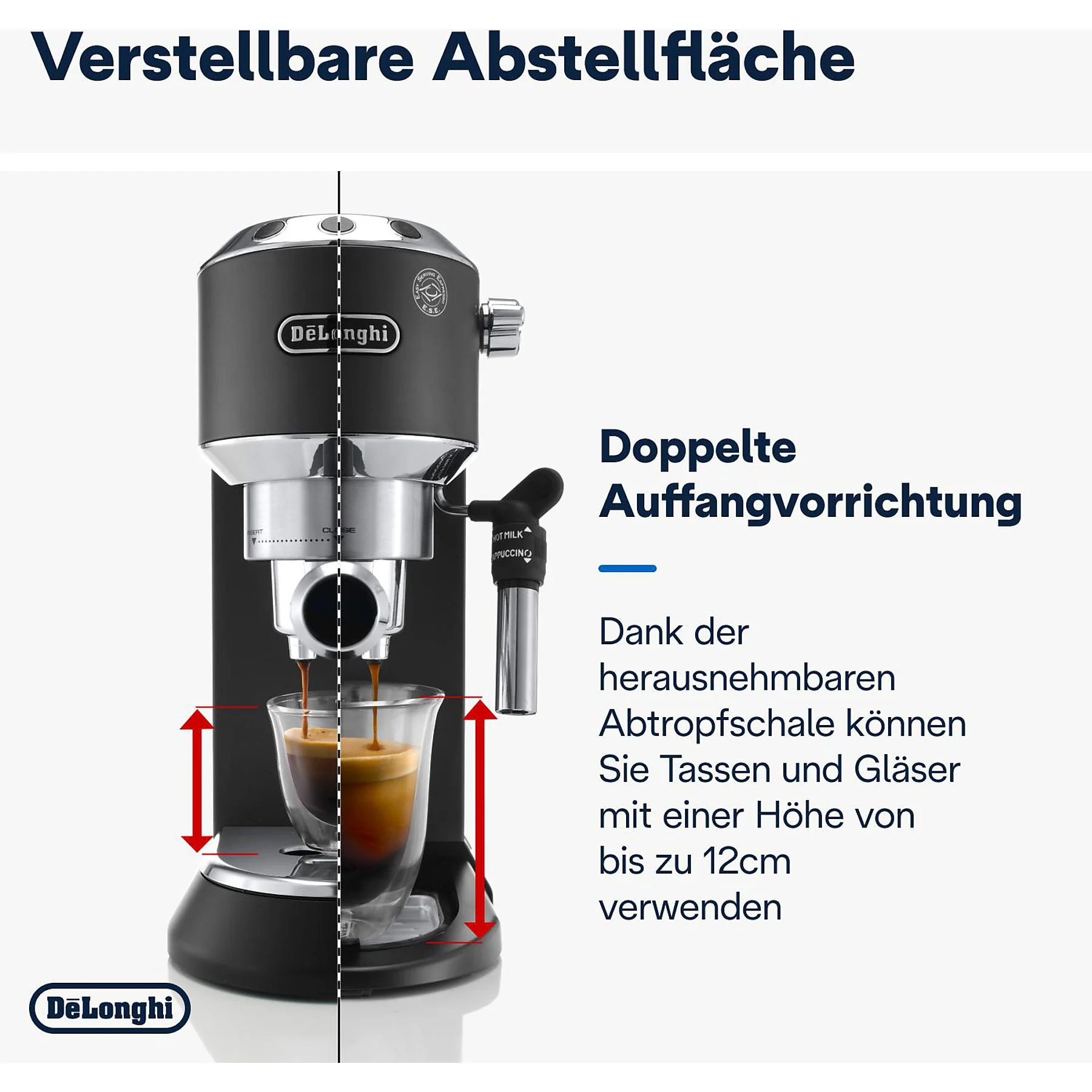 DELONGHI Dedica Style EC685.BK - Professionelle Milchaufschäumung und schmales Design, Siebträger Espressomaschine Schwarz Matt